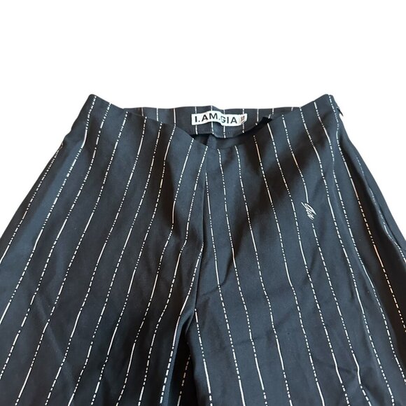 I.AM.GIA Dominique Black Pinstripe Logo Pants Stretch Straight Fit Size XS - Picture 3 of 12